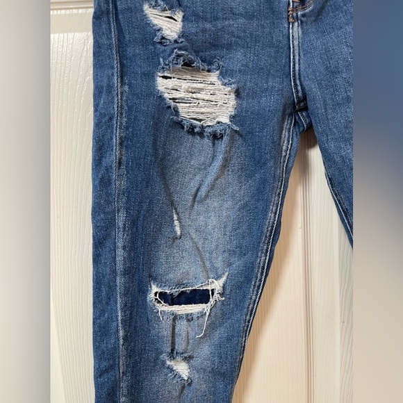 KanCan Medium Wash Distressed Crop Raw Hem Button Front Skinny Jeans Size 15/31 - Picture 4 of 12